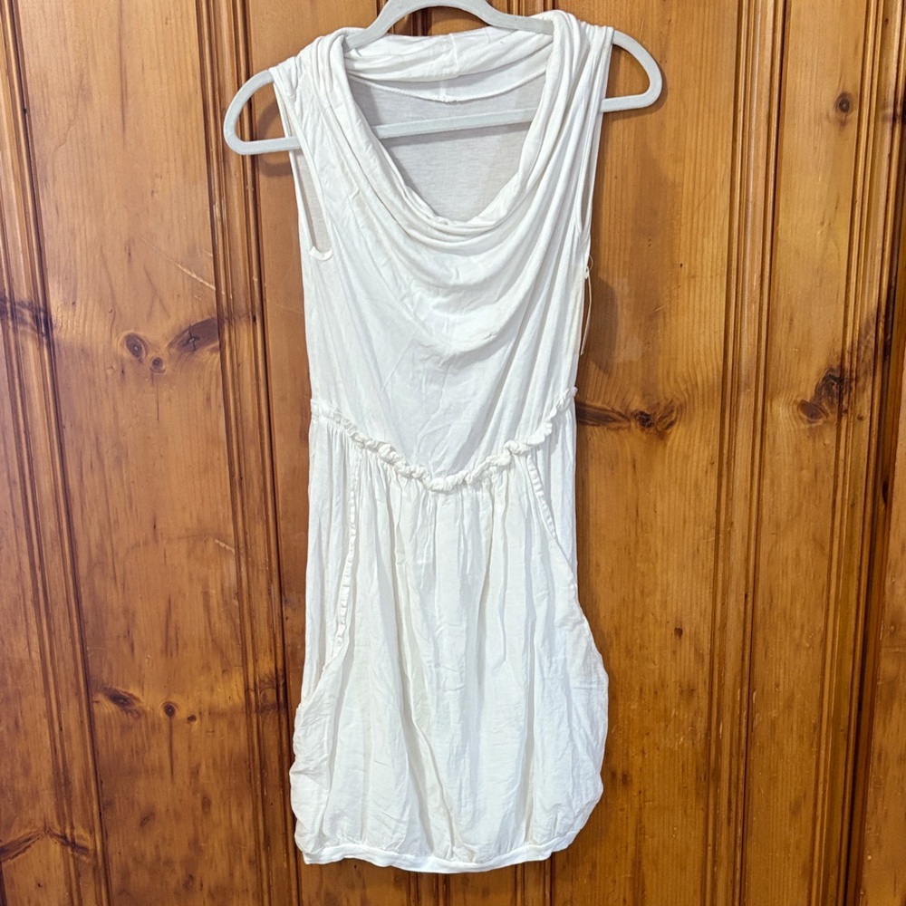 H&B Made in Italy - White Draped Sleeveless Dress - Soft and Comfy